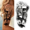 1 Sheet Lion Cross Tattoo Sticker Waterproof Lasting Temporary Tattoo. 
