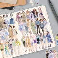 50Pcs Cartoon High Street Girl Wearing PET Material Transparent Stickers Water Cup Phone Case Guitar Fashion Decorative Stic. 