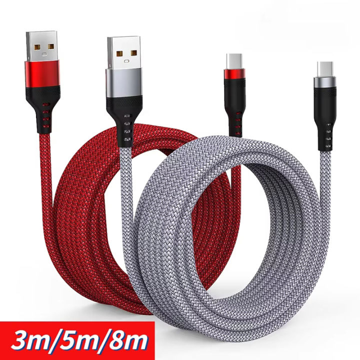 6A Extra Long Data Cable Nylon USB C Fast Charging Cable For Samsung ...