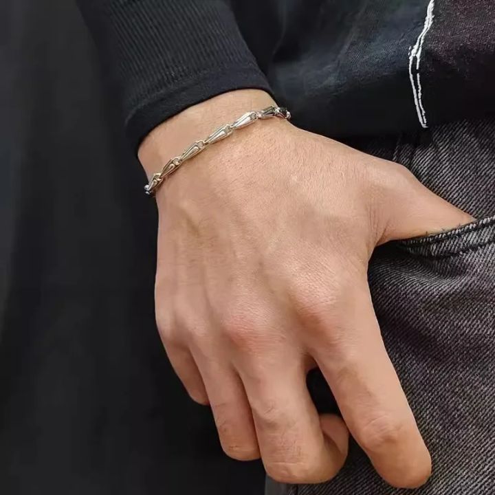 New%20Silver%20Color%20Simple%20Style%20Retro%20Bracelet%20Niche%20Design%20Mobius%20Men's%20Geometric%20Hip%20Hop%20Fashion%20Accessories%20-%20Image%204