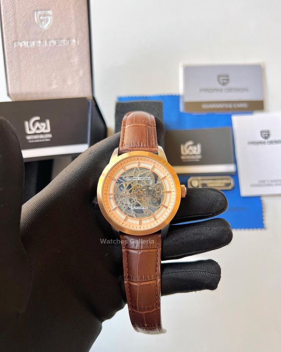 Pagani Design Skeleton Brown Automatic Men Watch