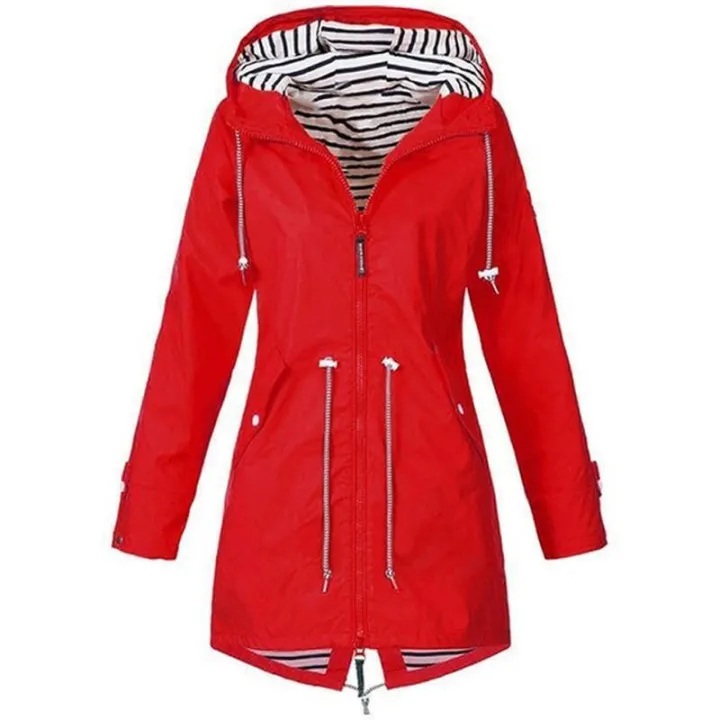 Womens%20Waterproof%20Raincoat%20Casual%20Basic%20Outdoors%20Trench%20Lightweight%20Drawstring%20Jackets%20Hiking%20Clothes%20for%20Women%20-%20Image%203