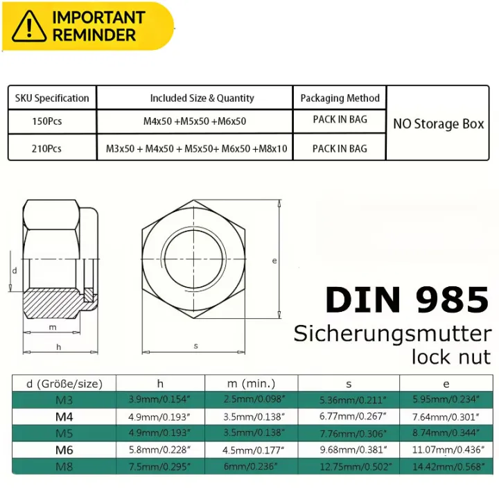 210/150pcs%20Stainless%20Steel%20Hex%20Lock%20Nuts,%20Anti-Slip%20Self-Locking%20M3-M8/M4-M6%20Assortment%20for%20Industrial/Construction/Automotive%20-%20Image%203