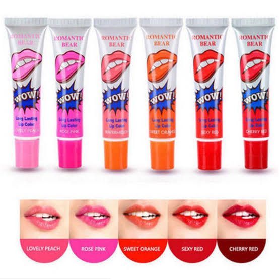 Bear kiss : romantic bears long-lasting Waterproof lip gloss & Peel- off mask tint ( Pack of  6 )