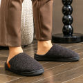 Winter men's slippers memory cotton shoe pad TPR large sole flat bottom anti slip warm and comfortable indoor knitted shoes. 