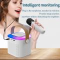 Y1 Microphone Karaoke Machine Bluetooth Speaker 5.3 System with 2 Wireless Mic RGB Light Home Family Singing Speaker Kid Gift. 