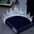 Wedding Hair Tiara Crystal Bridal Tiara Crown Silver Color Diadem Veil Tiaras Wedding Hair Accessories Headpieces Head Jewelry.