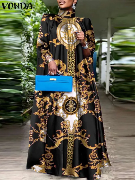 Plus%20Size%205XL%20VONDA%20Elegant%20Party%20Women%20Sundress%20Bohemian%20Stand%20Collar%20Sleeveless%20Printed%20Maxi%20Dress%20Casual%20Bat%20Sleeve%20Long%20Robe%20-%20Image%203