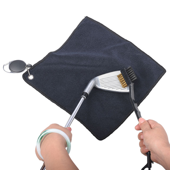 25*25CM%20Golf%20Towel%20Club%20Square%20Towel%20Easy%20To%20Pull%20Rope%20Hook%20Double-Sided%20Microfiber%20With%20Golf%20Brush%20-%20Image%205