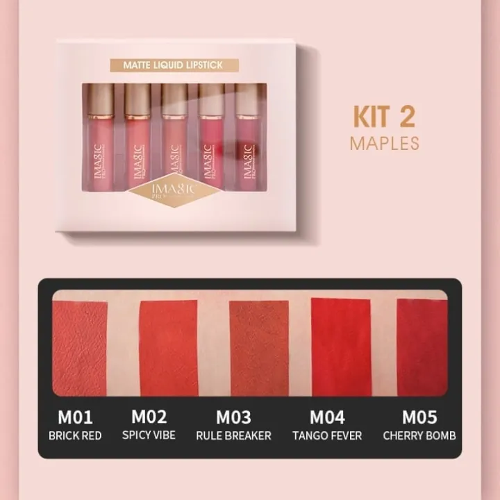 IMAGIC%205%20Colours%20Lipstick%20Set%20Velvet%20Matt%20Liquid%20Lipstick%205Pcs%20Full%20Set%20(Kit%20#02%20Maples)%20%20MATTE%20LIQUID%20LIPSTICK%20-%20Image%202