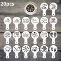 20pcs Coffee Stencils DIY Fancy Coffee Printing Model Foam Spray Cake Stencil Coffee Drawing Cappuccino Mold Powdered Sieve Tool.