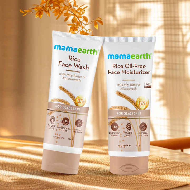 Mamaearth Rice Face Wash (100 ml) + Rice Oil-Free Face Moisturizer (80 gm)