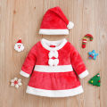 Christmas Newborn Clothes Cute Bow Flannel Comfortable And Soft 0-18 Girls Autumn And Winter Long Sleeved Baby Skirt+Hat. 