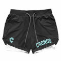 CRONOS Men's 2-in-1 Running Quick Drying Sport Shorts with Built-in Pockets for Fitness Gym Bodybuilding Workout.