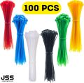(JSS) 100pcs of Heavy-Duty Durable Nylon Cable Tie Zip tie 4 6 8 10 12 16 18 22 inch Cable Tie For Indoor/Outdoor Use Multipurpose cable tie UVresistant Tie White-Black-Blue-Green-Yellow-Red Colors SelfLocking Nylon Cable Tie/Zip Tie For Electrical Use. 
