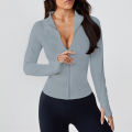 Autumn and winter professional yoga exercise jacket women's zipper tight quick-drying stand-up collar long-sleeved top popular.