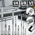 1/4" 3/8" 1/2" Drive Extension Set Socket Ratchet Wrench Extension Bar,50/100/150/250mm Ratchet Wrench Socket Extender Hand Tool. 