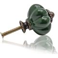 3/6/12PCS Polished Metal & Dark Green Ceramic Knobs Set - Secure Cabinet and Dresser Pulls with Hardware for Home Decoration.