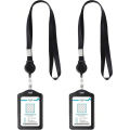 Lanyards For Id Badges Black Lanyards For Cruise Ship Cards Lanyard With Leather Id Holder (2Pcs).