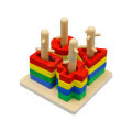 Wooden Four Sets Column, Geometric Shape Four Column Blocks, Early Educational & Learning Toys. 