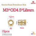 Screw nut M2 M2.5 M3 M4 M5 knurled brass embedment nuts insert nut injection. 
