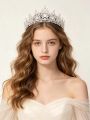 Wedding Hair Tiara Crystal Bridal Tiara Crown Silver Color Diadem Veil Tiaras Wedding Hair Accessories Headpieces Head Jewelry.