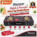 High Grade Tempered Glass Top Gas Cooker Double Burner. 