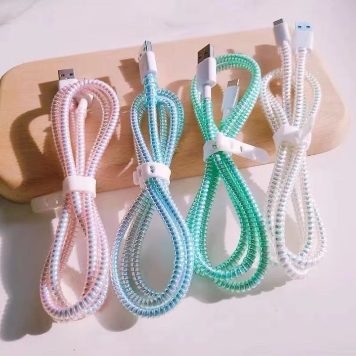 1/2pcs 1.6M Laser Cable Protectors Spiral Data Cable Universal Phone Charger Cord Saver Sleeve for iPhone