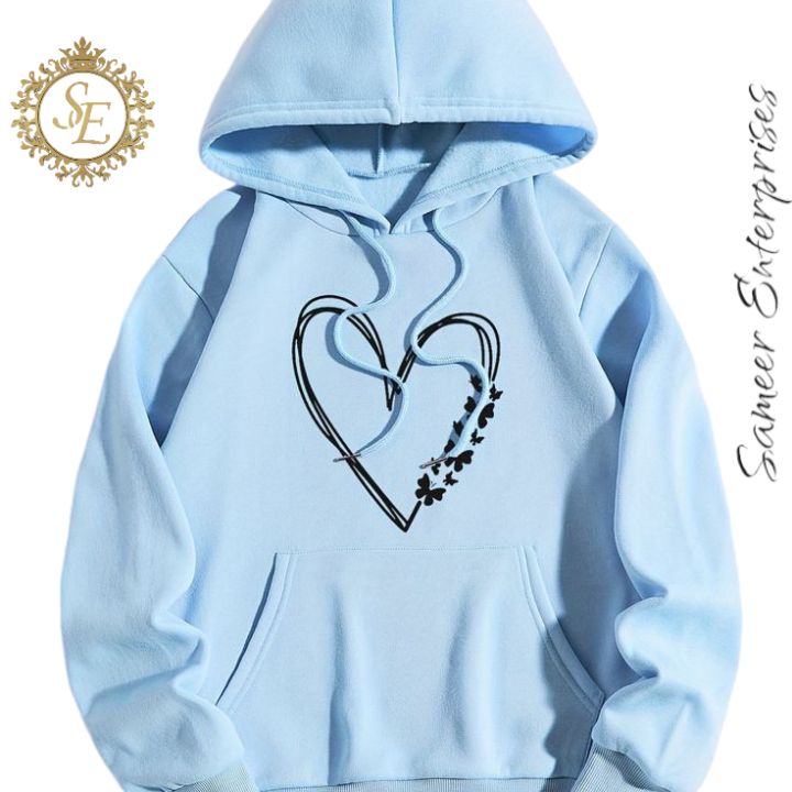 Ice Blue Premium Quality Hoodie For Girls & Women's