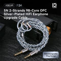 KBEAR P34 Earphone Upgrade Cable 5N 2-Strands 98-Core OFC Silver-Plated Interchangeable Plug Design 3.5/4.4 for MK3.