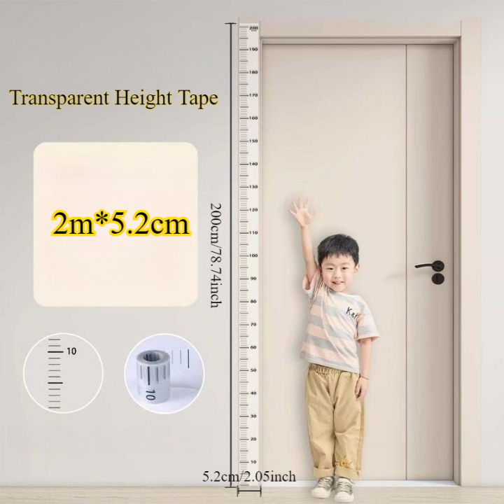 2M Transparent Height Measuring Tape Self-Adhesive Wall Growth Chart ...