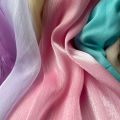 Silver Silk Sheer Crepe Chiffon Fabric Thin Crinkled Shiny Tulle For DIY Sewing Costume Shirts Wedding Party Backdrop Decoration. 