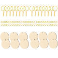 30PCS Round-Shaped Wooden Keychain Set with Unfinished Wood Chip Key Rings DIY Supplies for Craft Wholesale Accessories. 