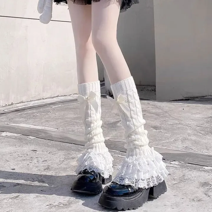 Ruffled%20Design%20Knitted%20Leg%20Warmer%20Lace%20Trim%20Bow%20Tiered%20Lace%20Lolita%20Socks%20Warm%20Knitted%20Fabric%20T-shaped%20Lace%20Socks%20Japanese%20Style%20-%20Image%204