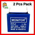 2 Pcs Monitor Capacitor 3.5 uF For Ceiling Fans and Motors High Quality. 