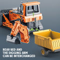 Engineering Vehicle Model Double Head Excavator Bulldozer Children Educational Diecast Construction Vehicle Toy Kids Boy Gift.