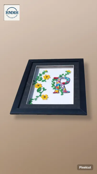 Handmade Paper Quilling Letter “R” Wall Art – Floral Design Frame Decor ...