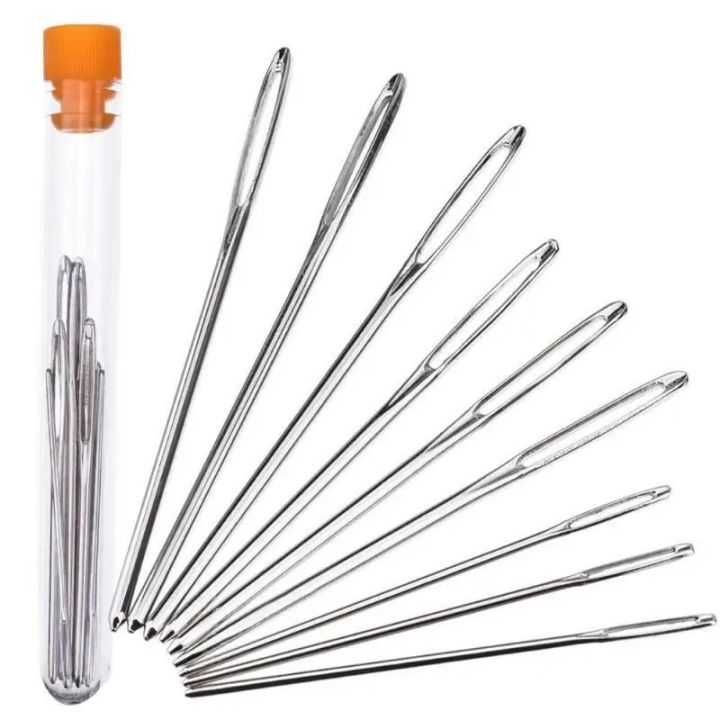 9pcs Large Eye Needles Stainless Steel Embroidery Cross Stitch Knitting Yarn Sewing Hand Crochet Hook Tapestry needles
