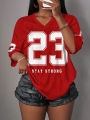  Casual Minimalist Letter NO.23 Graphic T-Shirt For Women Summer Sports Jersey Suitable For Basketball Games Y2k Ladies Clothes. 