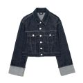 Willshela Women Fashion With Pockets Denim Blue Single Breasted Jackets Vintage Lapel Neck Long Sleeves Female Chic Lady Outfits. 