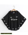 Round style Meow printed Hooded poncho. 