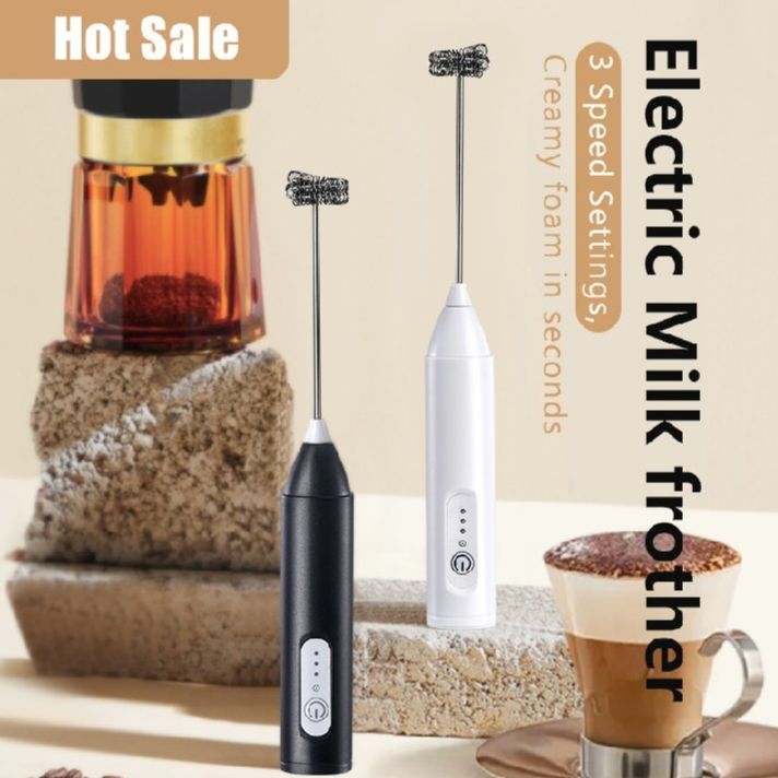 USB Rechargeable Handheld Egg Beater 3 Speeds Electric Milk .