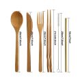Bamboo Travel Tableware Reusable Bamboo Cutlery Set with Carrying Case Portable Wooden Dinnerware Bamboo Charcoal Toothbrush. 