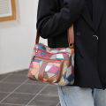 Women's  Crossbody Shoulder Bag, Lightweight Geometric Pattern, Multi-Layer Design, Secure Zipper Closure, Colorful Accessories. 