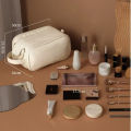 Multifunctional Makeup Bag For Women PU Leather Large Capacity Portable Double Zipper Travel Makeup Brush Toiletries Storage Bag. 