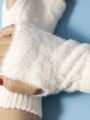 Women's Long Fleece Winter Gloves, Soft Warm Hand Warmer with Elastic Cuffs, Comfortable Cold Weather, Outdoor & Casual Wear.