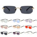 Retro UV400 Protection Rimless Rectangle Sunglasses Y2K Shades Frameless Sun Glasses for Women & Men.