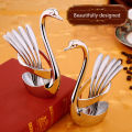 Portable fork and spoon cutlery set 304 stainless steel cutlery with swan rack table fork and spoon storage rack cutlery set. 