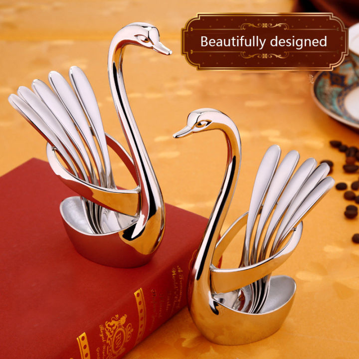 Portable%20fork%20and%20spoon%20cutlery%20set%20304%20stainless%20steel%20cutlery%20with%20swan%20rack%20table%20fork%20and%20spoon%20storage%20rack%20cutlery%20set%20-%20Image%202
