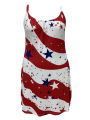 Plus Size Star Print Slip Dress Casual Sleeveless Crew Neck Dress For Spring & SummerWomen's Plus Size Clothing.
